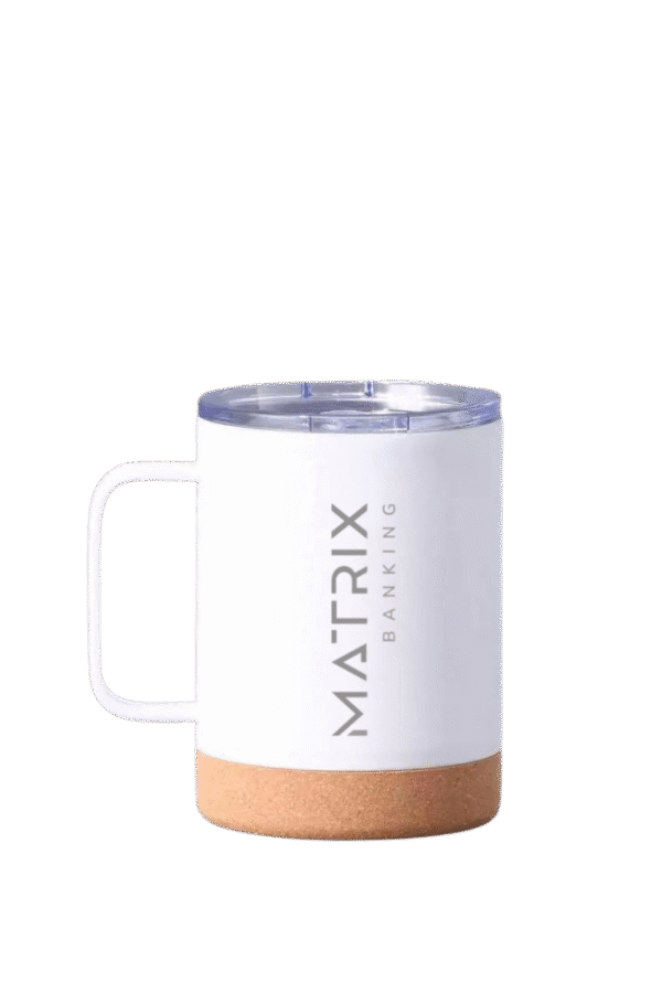 Stainless steel Matrix coffee mug, White